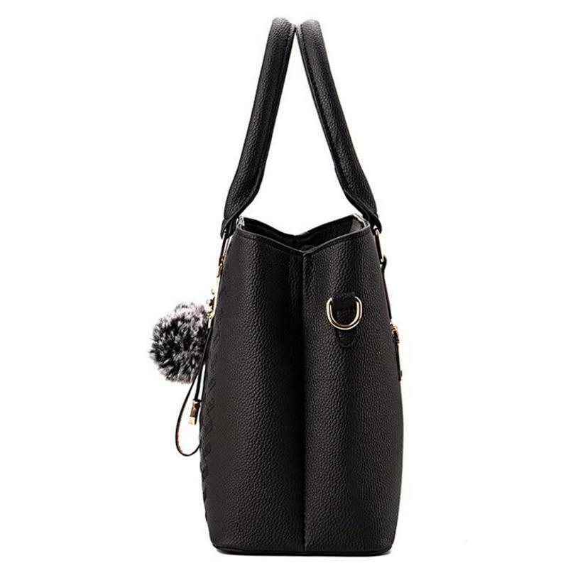 Cute Fur Ball Elegant Embroidery Women Crossbody Bag Luxury Ladies Messenger Bag