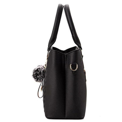 Cute Fur Ball Elegant Embroidery Women Crossbody Bag Luxury Ladies Messenger Bag