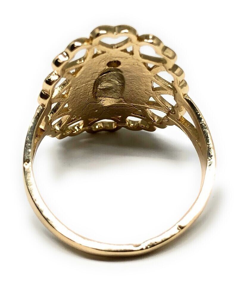 Gold Plated Virgin Mary Heart Ring Virgen De Guadalupe Anillo Corazon Oro Lamina