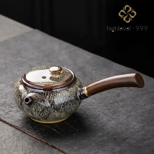 Ceramic Teapot Side Handle Pot 200ml 6.7oz Kung Fu Tea Set