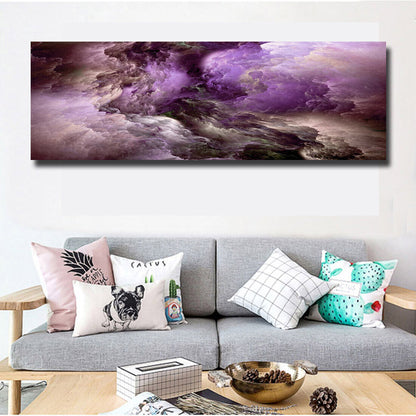 Purple Abstract Cloud Canvas Painting Wall Art Picture Poster For Room Decor