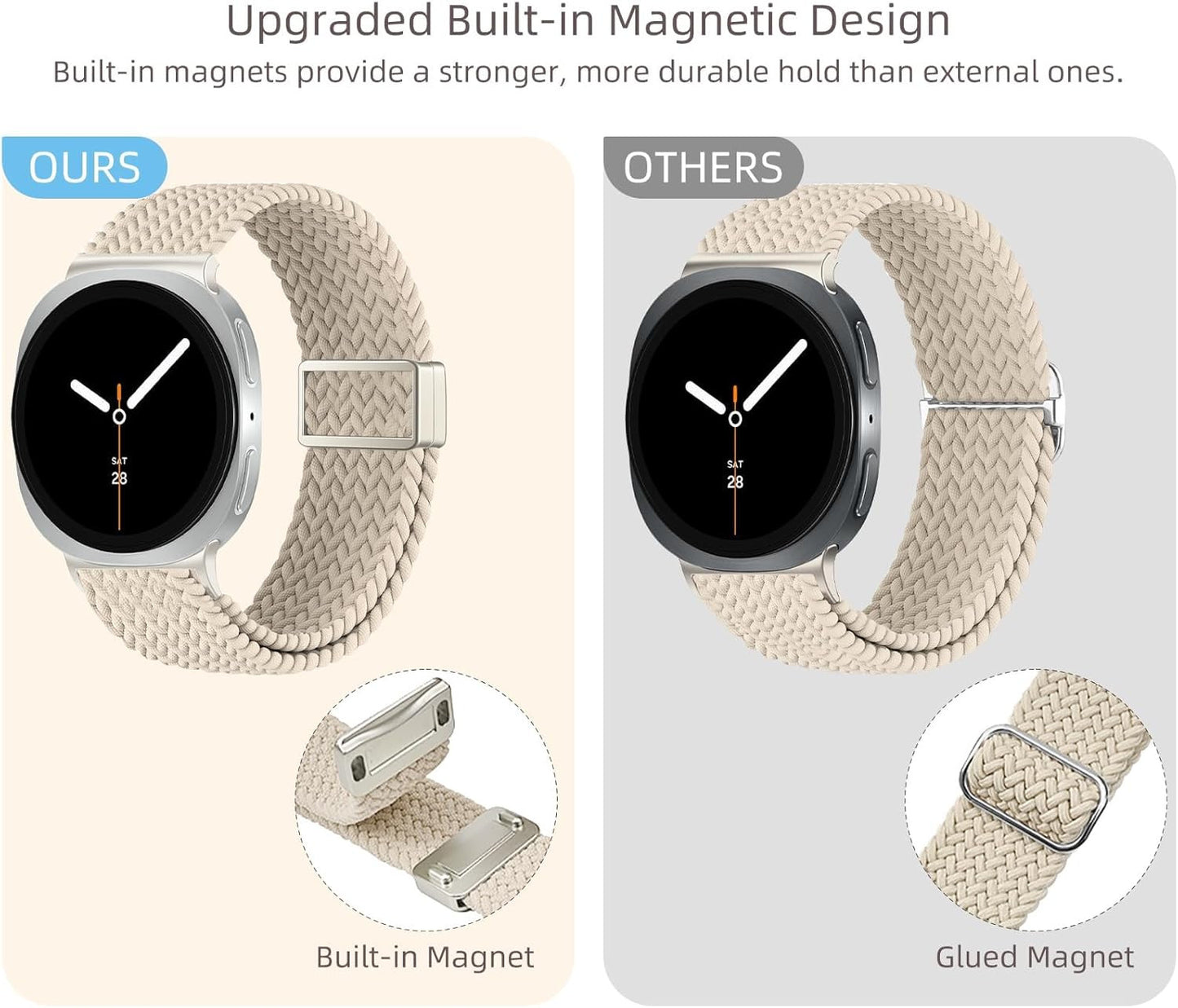 Magnetic Braided Watch Bands Compatible with Samsung Galaxy Watch 8 Band 40Mm 44