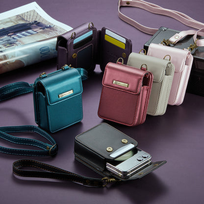 For Samsung Galaxy Z Flip 7 6 5 4 Case Crossbody with RFID Blocking Card Holder
