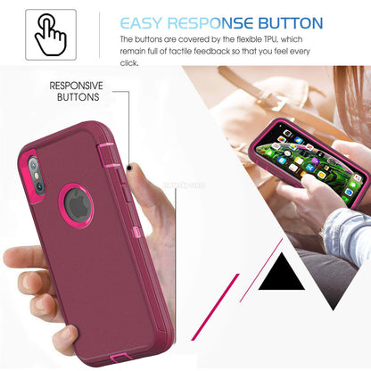 For Apple iPhone XR Case Shockproof Hard Cover with Glass Screen Protector