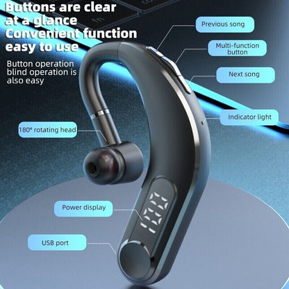 Trucker Wireless Bluetooth 5.2 Earpiece Headset Mic Earbud Noise Cancelling +