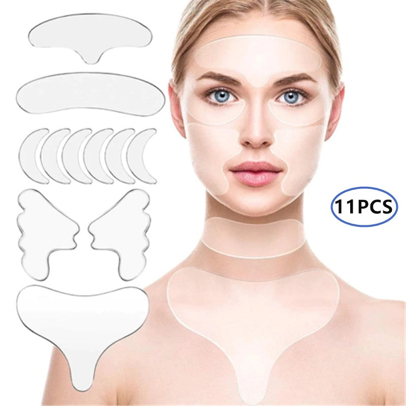 11Pack Silicone Anti-Wrinkle Smooth Facial Reusable Pad Gift For Woman
