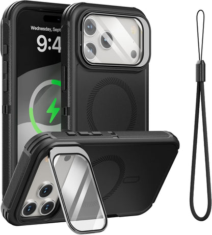 For Iphone 17 Pro Max Case with Stand & Built-In Camera Cover, Magsafe Compatibl