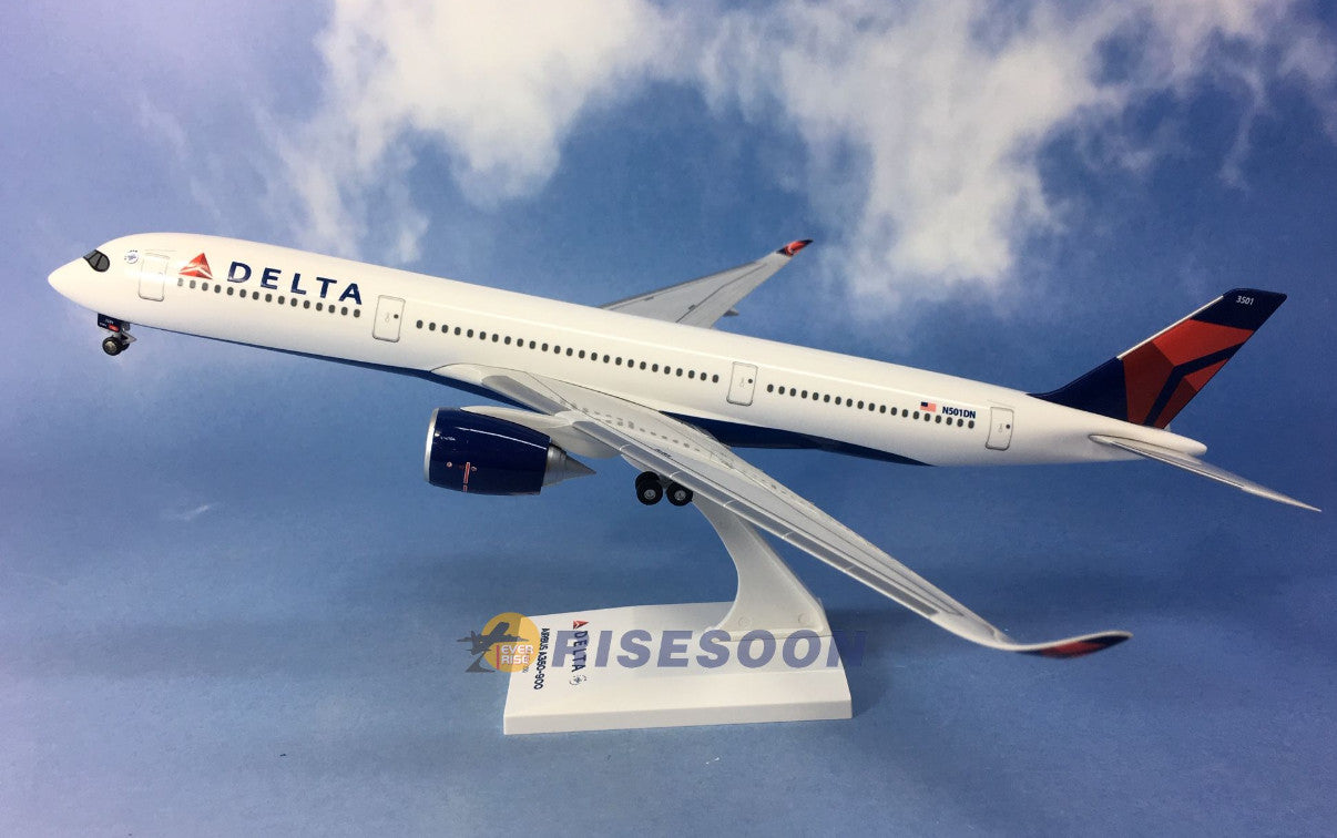 33CM 1:200 Risesoon DELTA AIRBUS A350-900 Airplane ABS Plastic Aircraft Model