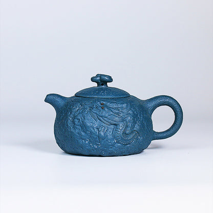 Handmade Tea Pot Dragon Carved Yixing Zisha Tianqing Clay Pot 300ml Traditional