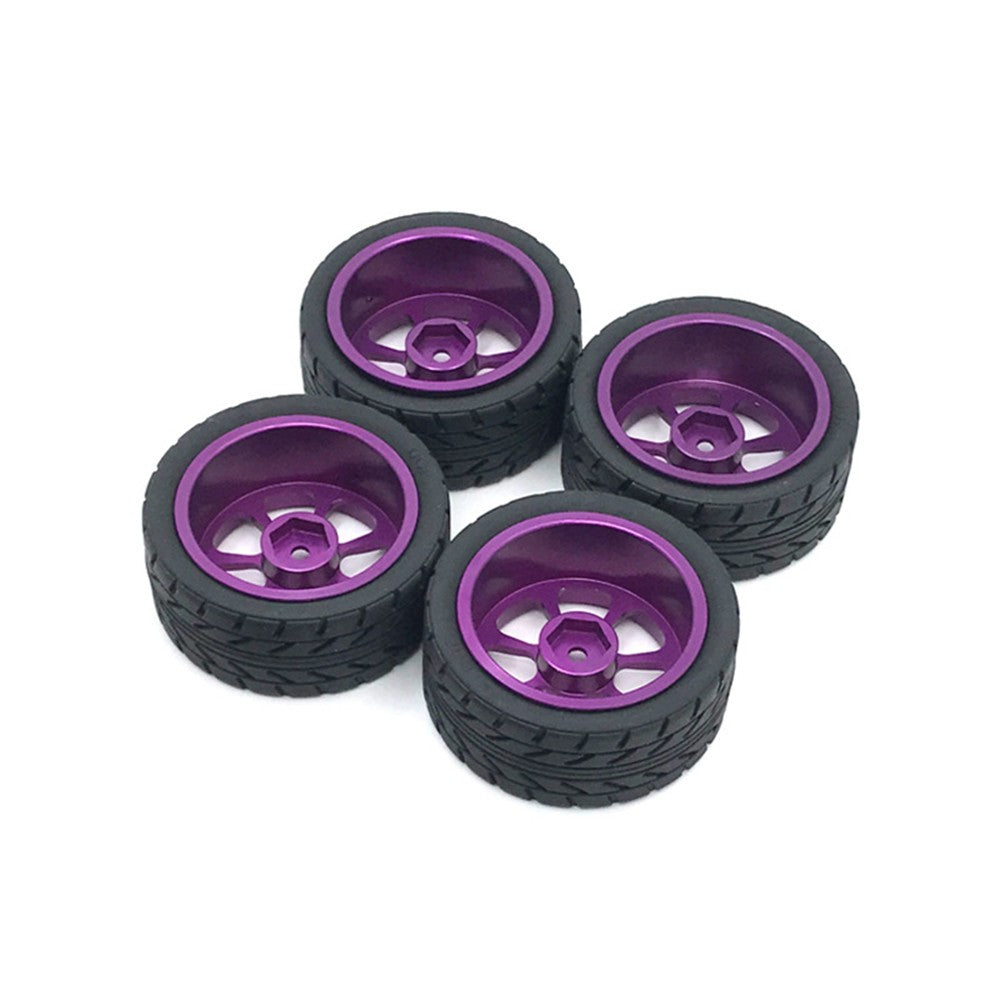 4PCS Purple Wheels Rim Hubs + Rubber Tires 1/14 RC Car For Wltoys 144001 fdd