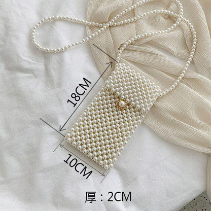 Mini Pearl Bag Handmade Vintage Beaded Fashion Shoulder Bag Luxury Coin Purse