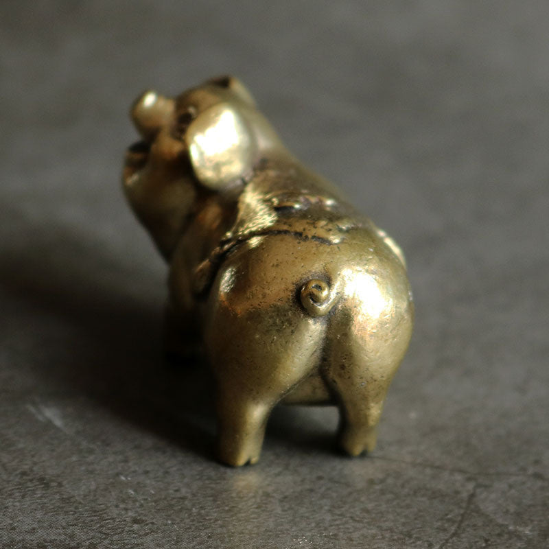 Solid Copper Pig Trinket Tea Pet Ceremony Antique Bronze Model Figurines