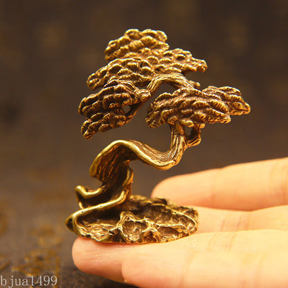 Brass Welcoming Pine Tree Tea Pet Ornaments Creative Copper Handmade Green Pine