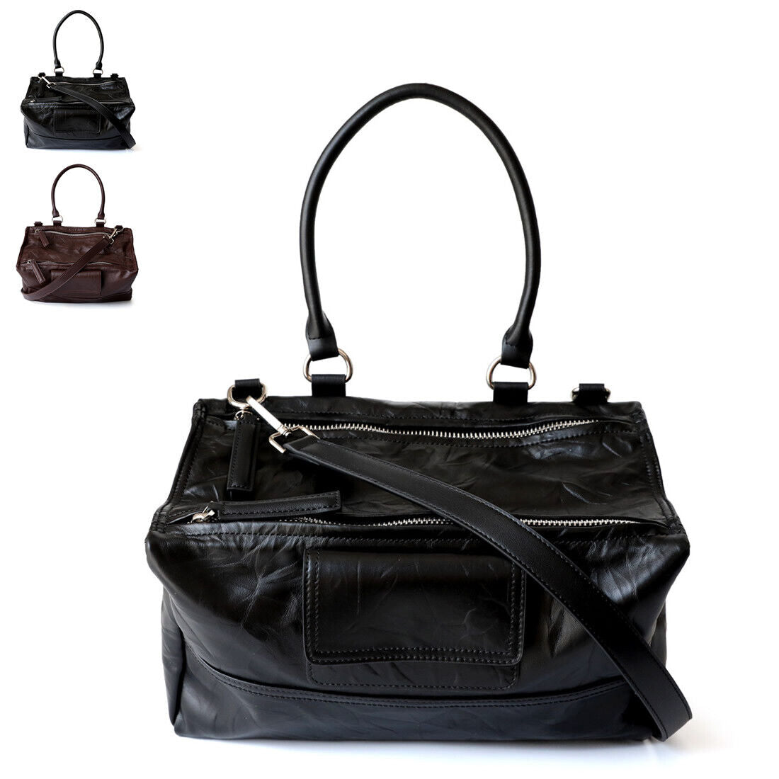 Wrinkled Real Leather Handbag Shoulder Bag Purse Tote w/ lots of pocket Fashion