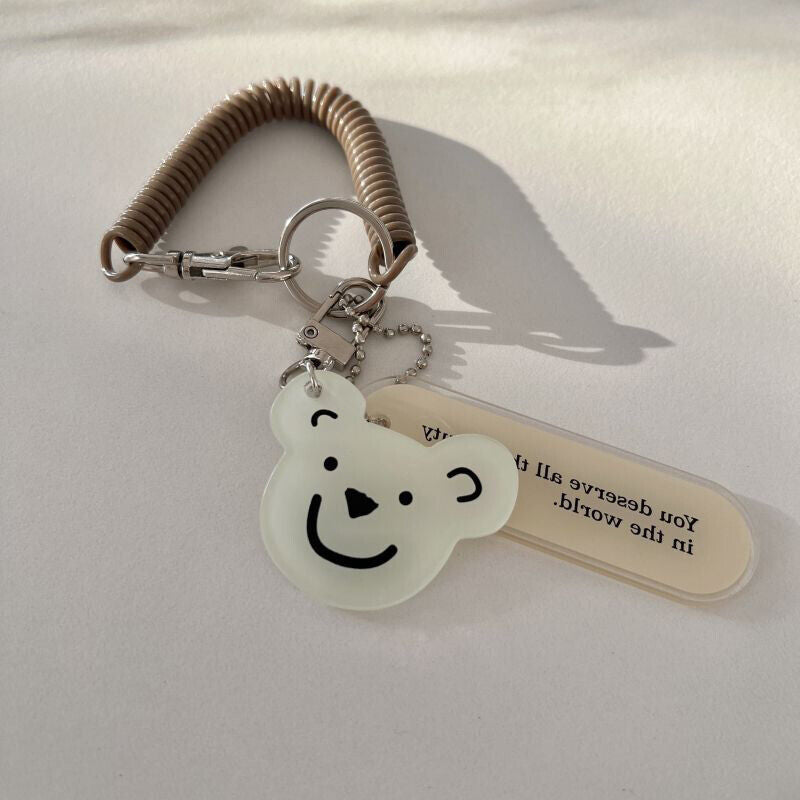 Girl's Little Bear Key Chain Anti-Loss Spring Rope Pendant Bag Accessories