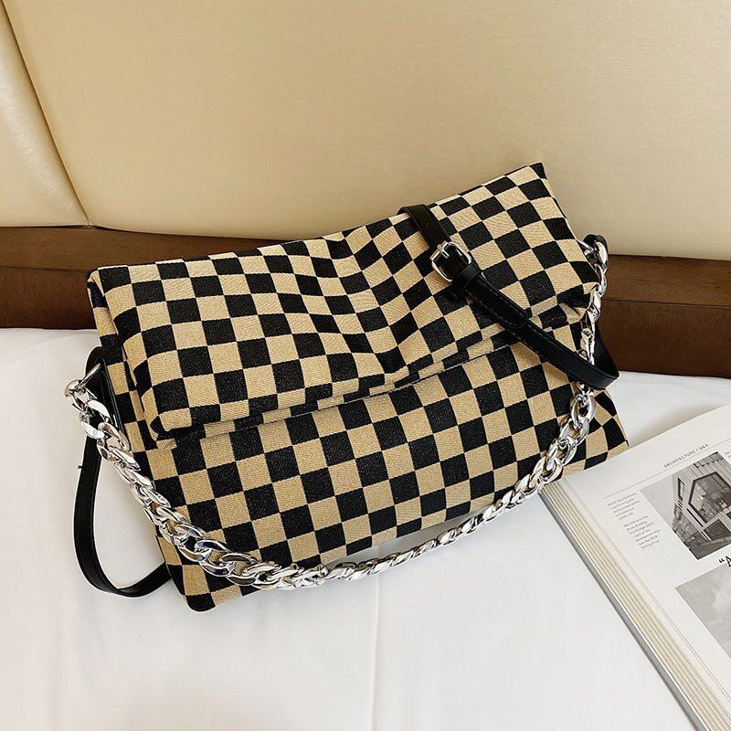 Large Nylon Crossbody Bags Quilted Shoulder Bag Chain Handbags Purses 32*22*9 CM
