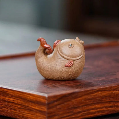Yixing Purple Clay Wealth Fish Tea Pet Tea Figurine Ornaments Tea Table Crafts