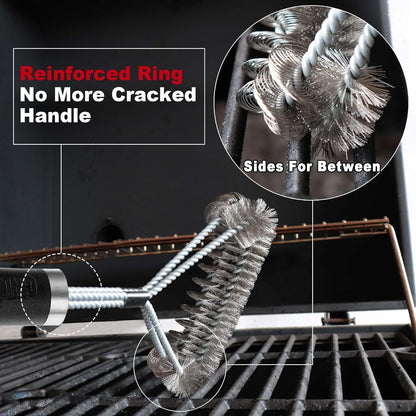 18" Grill Cleaner Brush Scrubber for Gas/Porcelain/Charbroil Grates BBQ Acc