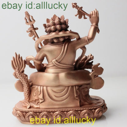 10cm Red Copper Carving Jambala Statue Tibet White God of Wealth Sculpture