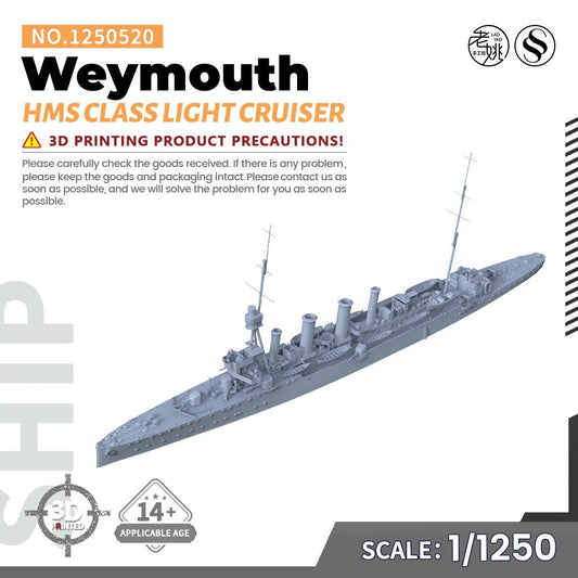 SSMODEL SS1250520 1/1250 Military Model Kit HMS Weymouth Class Light Cruiser