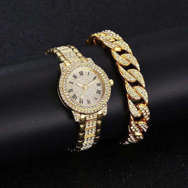 Reloj De Cuarzo Con Diamantes Para Mujer Pulsera Elegante Femenina De Marca Lujo