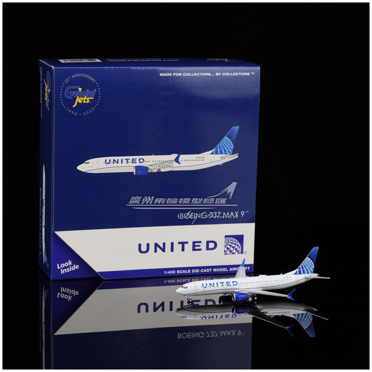 1:400 GeminiJets UNITED BOEING 737 MAX 9 Passenger Airplane Diecast Plane Model