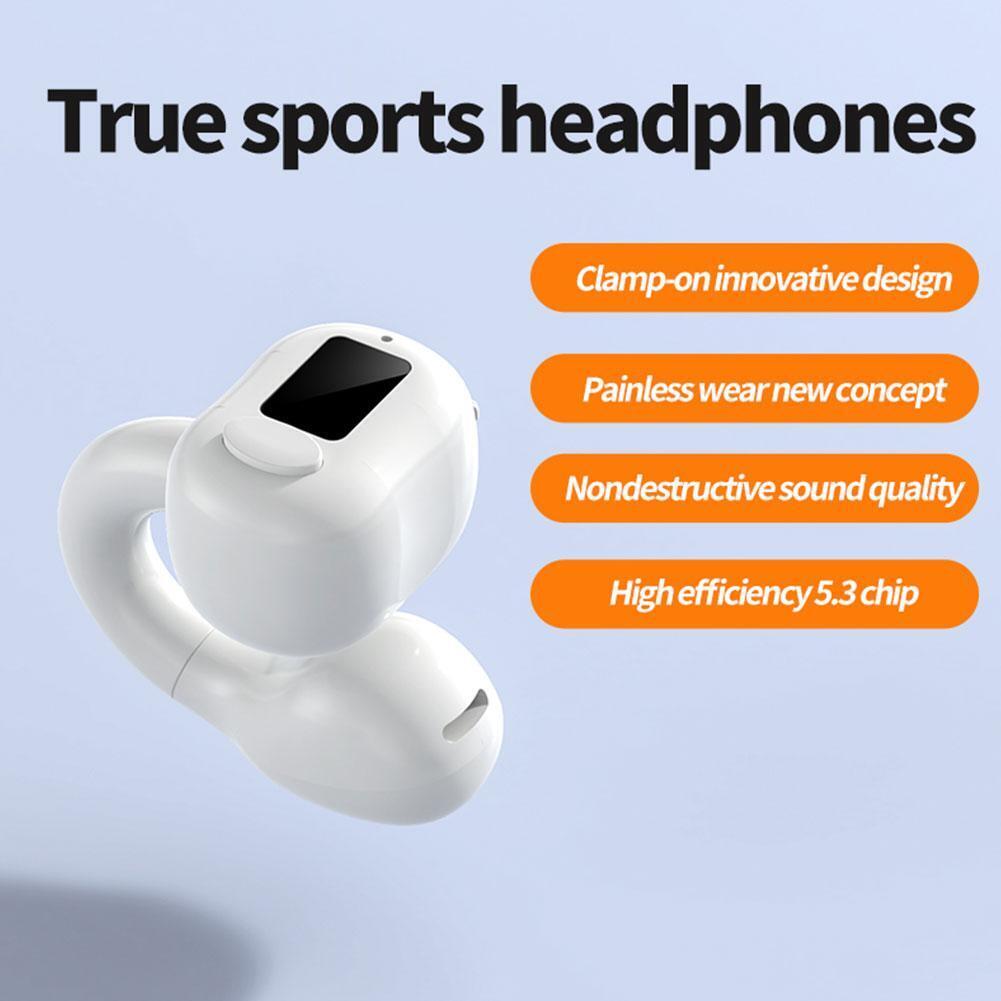Bluetooth 5.3 Wireless Sport Headset Earbuds Ear Clip Bone Conduction Headphones