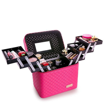 Large Capacity Makeup Cosmetic Bag Multilayer Storage Portable Make Up Suitcase