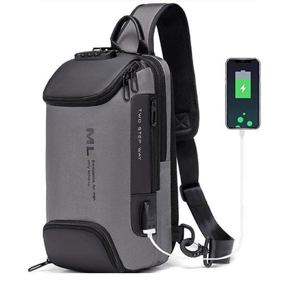 Men Anti-theft Lock Shoulder Bags USB Charging Crossbody Travel Chest Bag Pack
