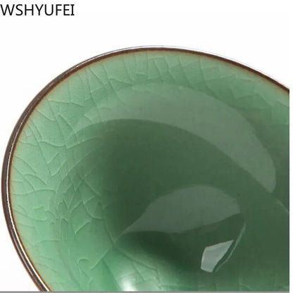 China Longquan Celadon Tea Cup Set Flower Tea Cup Travel Convenient Tea Cup
