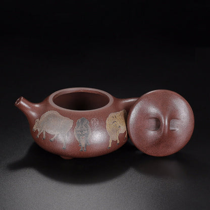 Chinese Yixing Zisha Clay Handmade Exquisite Teapot （五牛石瓢 底款：高永伟）