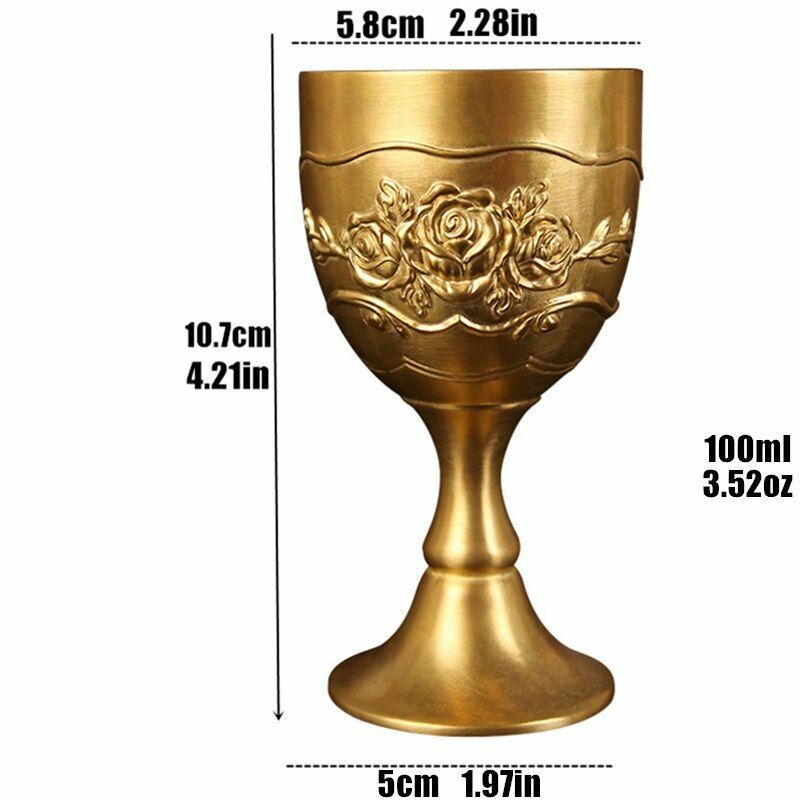 Mini Wine Glass Vodka Goblet Spirit Shot Cup Gold Ancient Tumbler Brass 50/100ml
