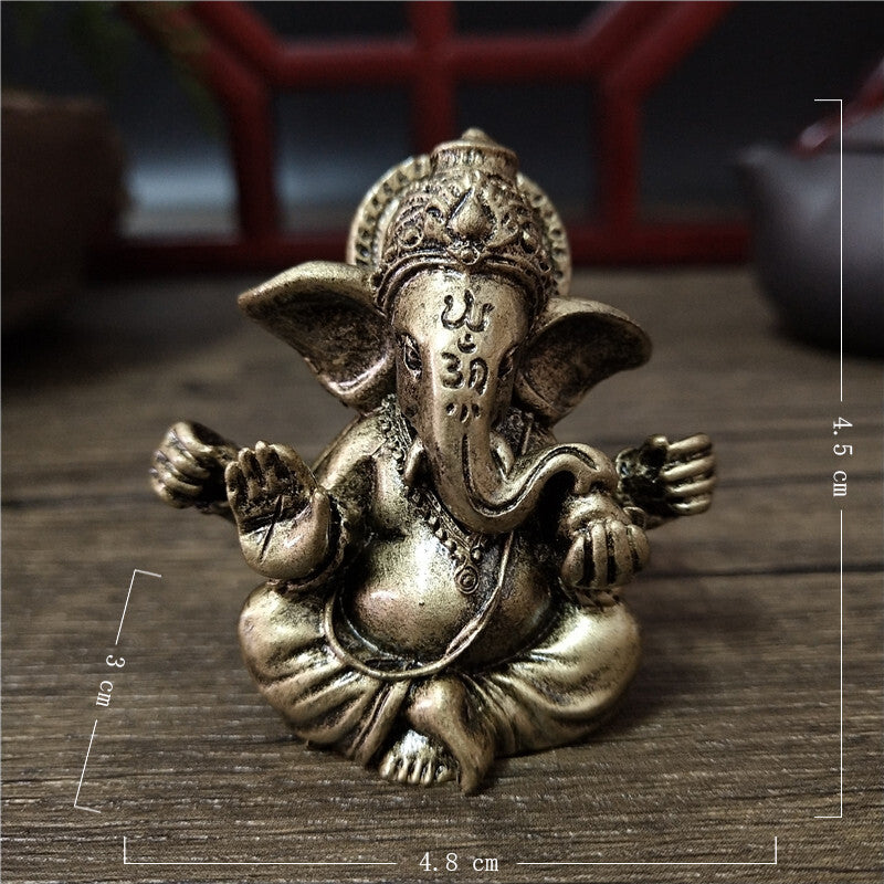 1.89" Bronze Color Lord Ganesha Statue Buddha Ornaments Elephant God Sculpture
