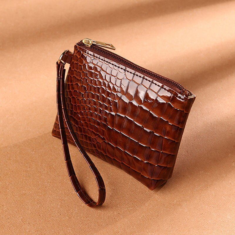 Synthetic Leather Wallet Clutch Bag Wrist Strap Handbag Cash Holder 19*11*1.5 Cm