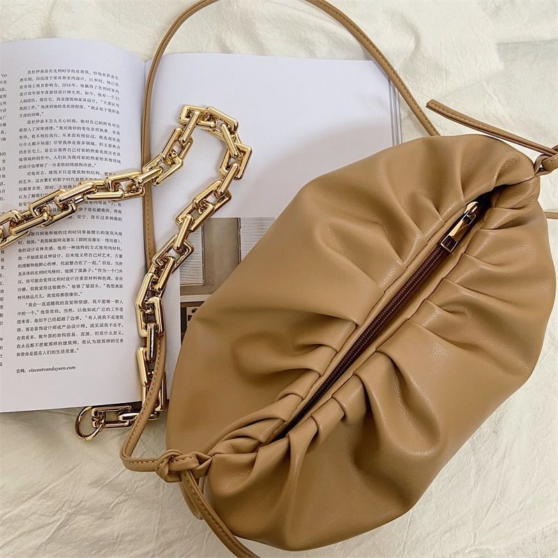 Handheld Shoulder Bag Thick Chain Wrinkled Cloud Pattern Crossbody Bags Handbags