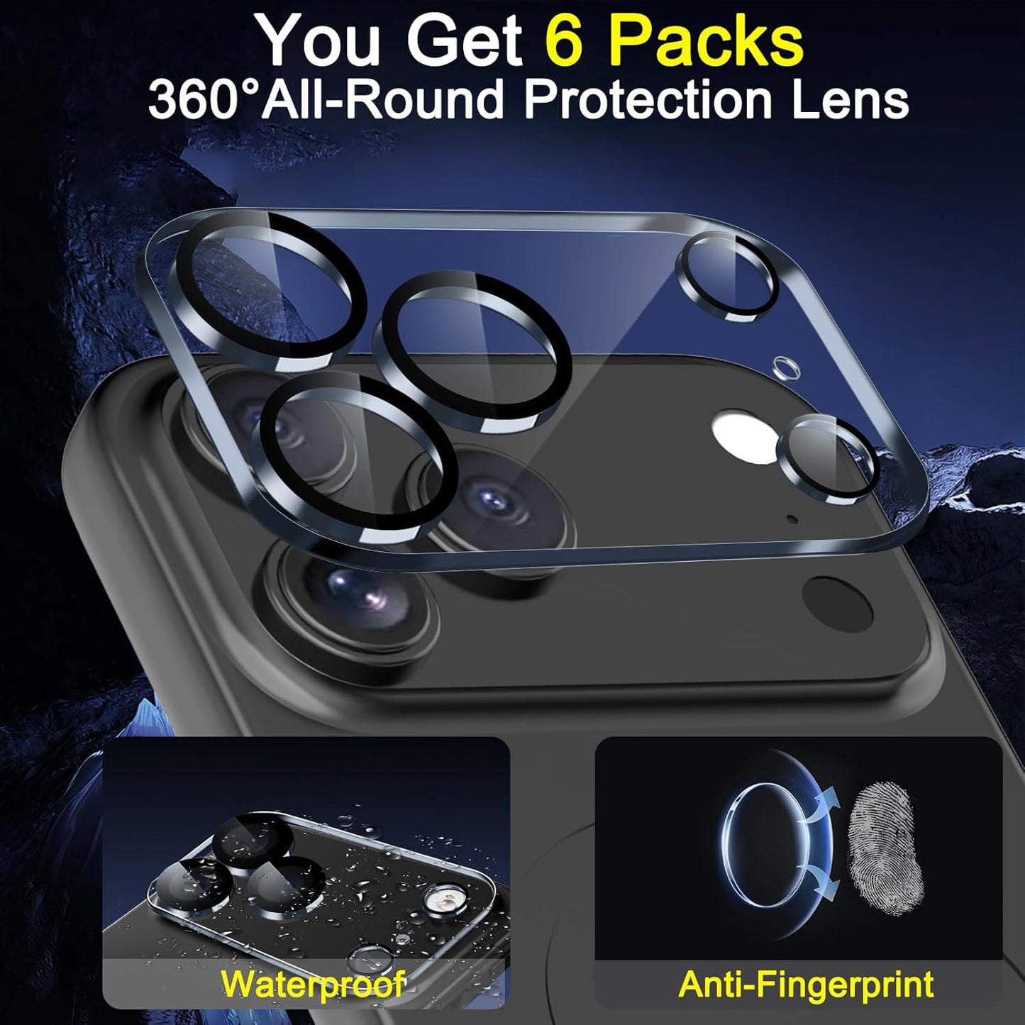 6 Pack Camera Lens Protector for Iphone 17 Pro Accessories, Phone Case Friendly,