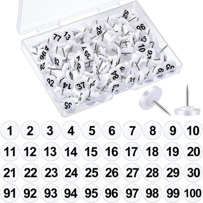 Bulletin Boards Push Pins 100Pcs Round Numbered Thumb Tacks Office School Supply