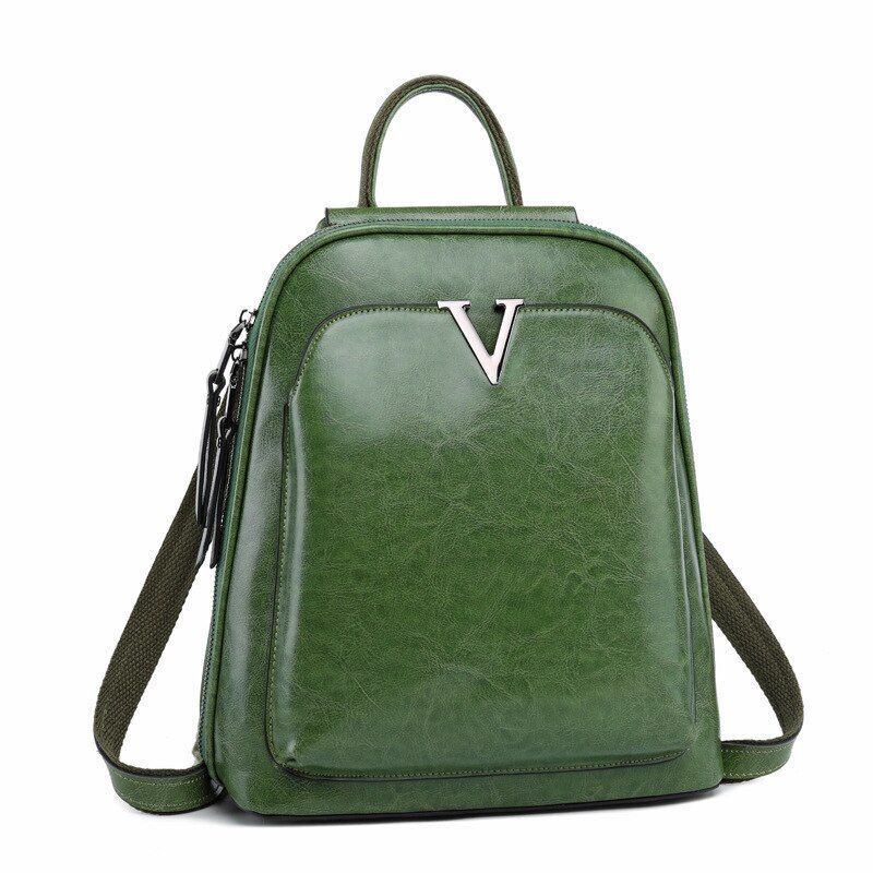 Oil Wax Genuine Leather Backpack Crossbody Shoulder Bags Cowhide School Daypack