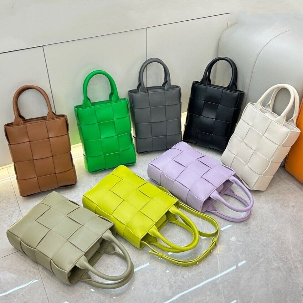 Soft Cow Leather Women's WeaveTote Handbag, Colorful Cute Crossbody Shoulder bag