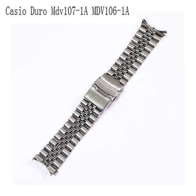 Diving Steel Metal Watch Strap Fit For Casio Duro MDV107-1A MDV106-1A Wristband
