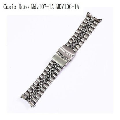 Diving Steel Metal Watch Strap Fit For Casio Duro MDV107-1A MDV106-1A Wristband