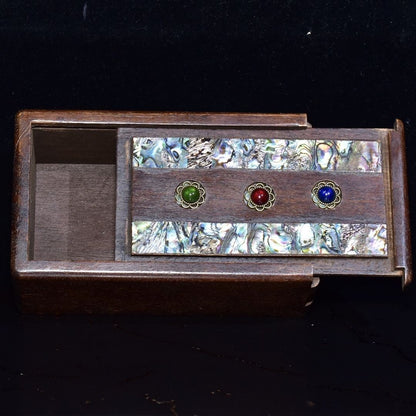 Rosewood Puzzle Box 14×8.5×6cm Abalone Shell Inlay Gem Lockwood Antique Box