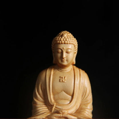 Taihang cliff cypress carving brings wealth and good luck Buddha decoration -