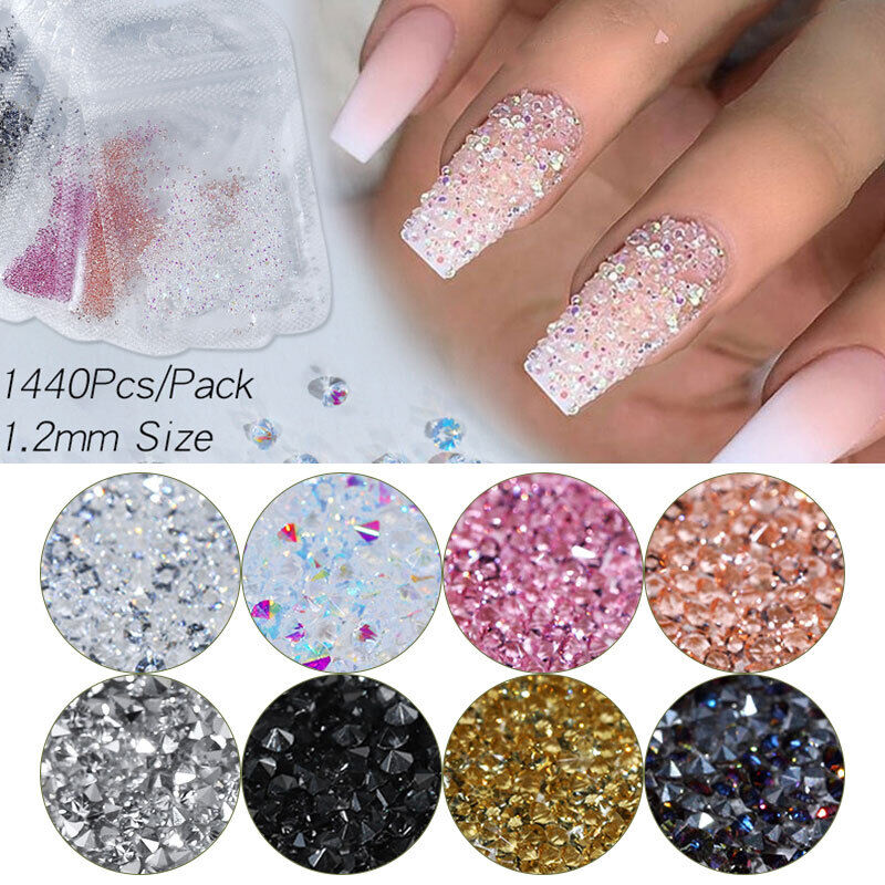 1440pc/bag Crystal AB Gold 3D Flat Back Crystal Nail Art Rhinestones Decoration