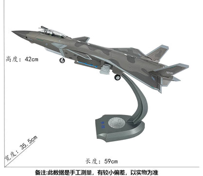 1:35 59CM China J-20 Stealth Fighter Jet Plane Diecast Military Aircraft Model