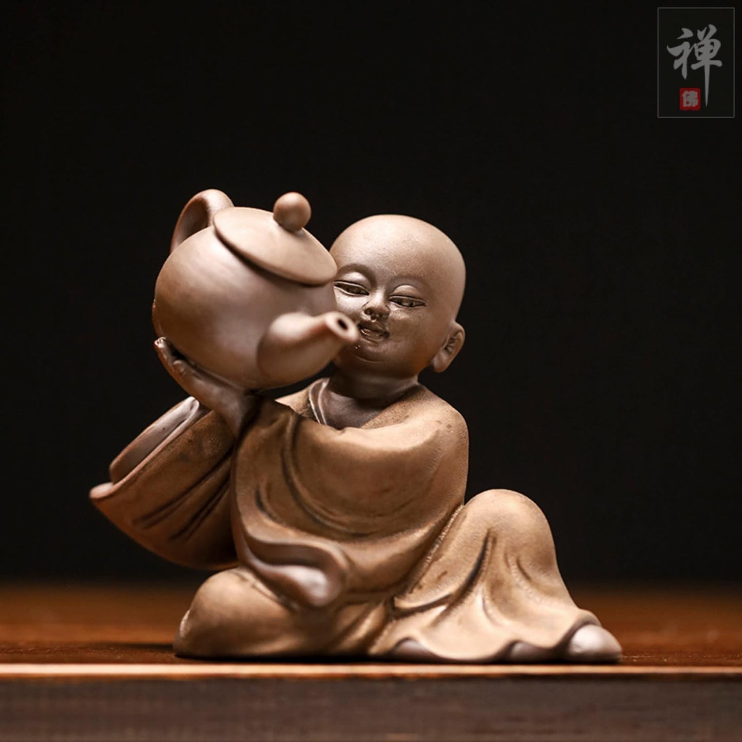 Chinese Style Little Monk Purple Sands Tea Pet 9cm Tea Tray Tea Ceremony
