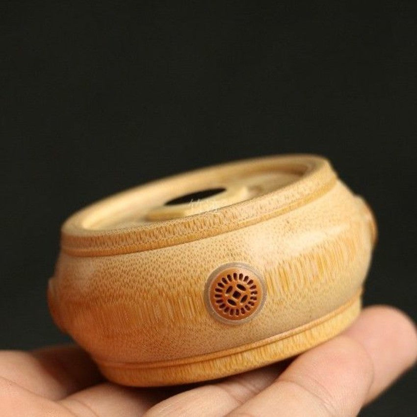 Handmade Bamboo Singing Insect Box Round Cricket Keeper Case 6.5cm Chinese Craft