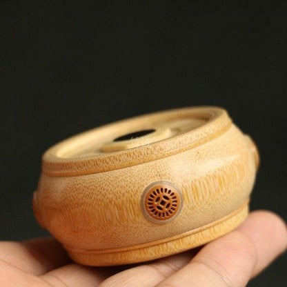 Handmade Bamboo Singing Insect Box Round Cricket Keeper Case 6.5cm Chinese Craft
