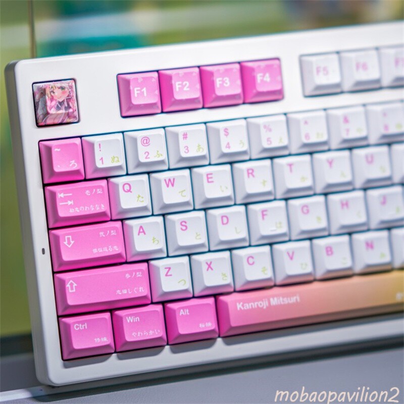 New Demon Slayer Mitsuri Anime PBT KCA Height Keycap Set 140 Key for Mechani