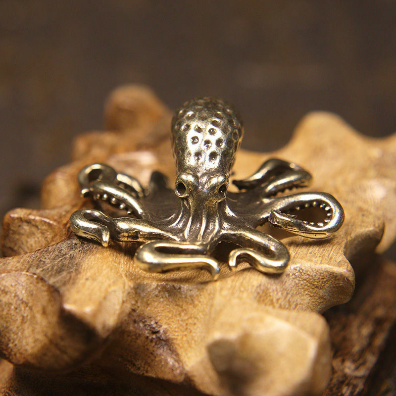 Handmade Pure Copper Octopus Handle Piece Tea Ceremony Animal Tea Pet